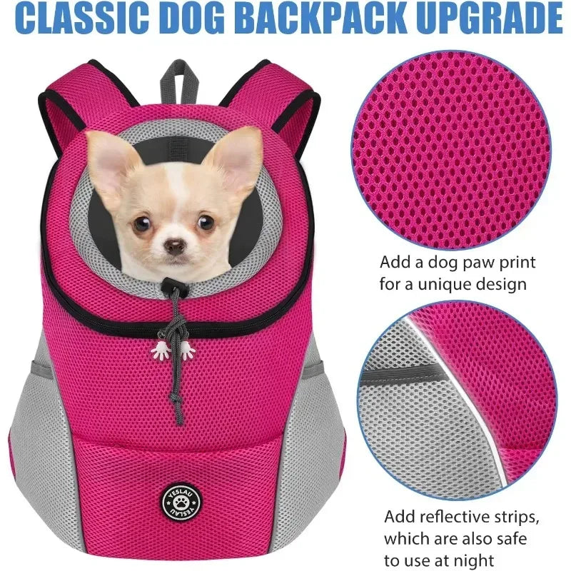 New Double Shoulder Portable Travel Backpack Outdoor Pet Dog Carrier Bag Pet Dog Front Bag Mesh Backpack - Urbizia