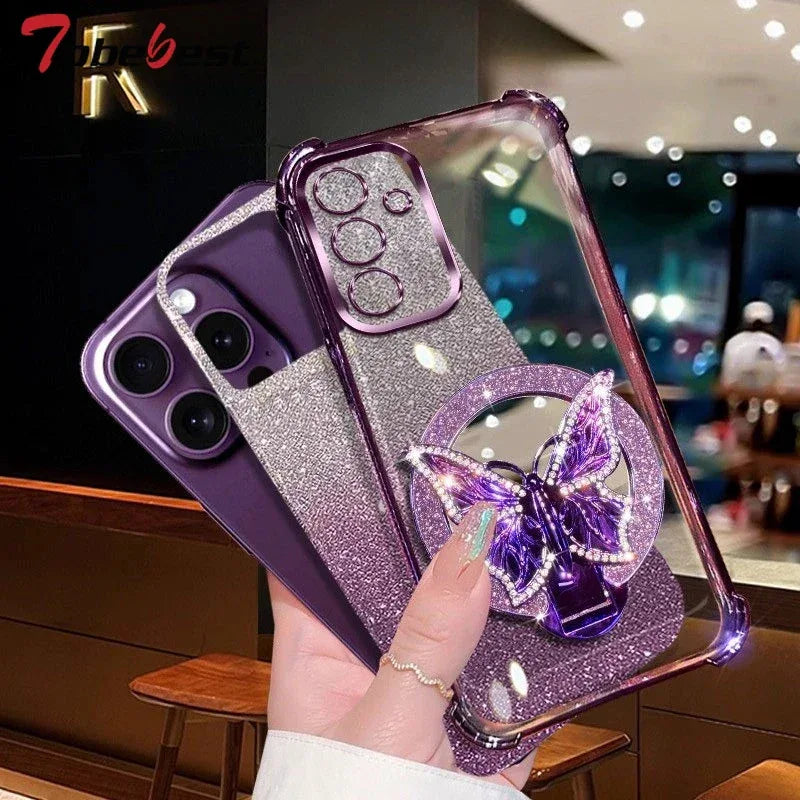 Butterfly Mirror Crystal Bracelet Case for Samsung Galaxy A Series