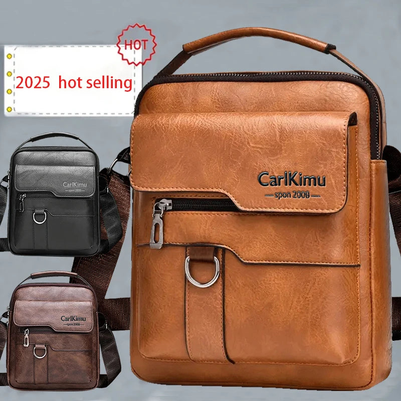 Daily Wear Vintage PU Leather Messenger Bag Fashion Solid Tone Shoulder Purse, Spacious Inner Storage for Male Everyday Items