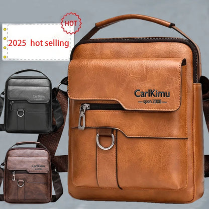 Daily Wear Vintage PU Leather Messenger Bag Fashion Solid Tone Shoulder Purse, Spacious Inner Storage for Male Everyday Items