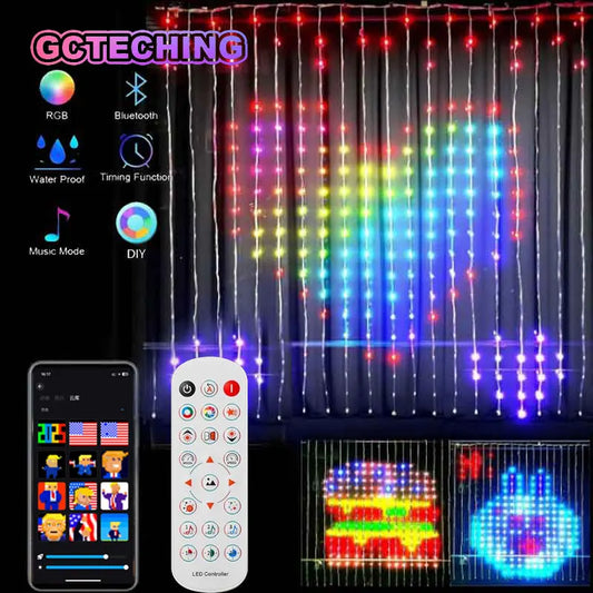 LED Smart Curtain Lights – App-Controlled RGB Fairy Lights with DIY Music Display