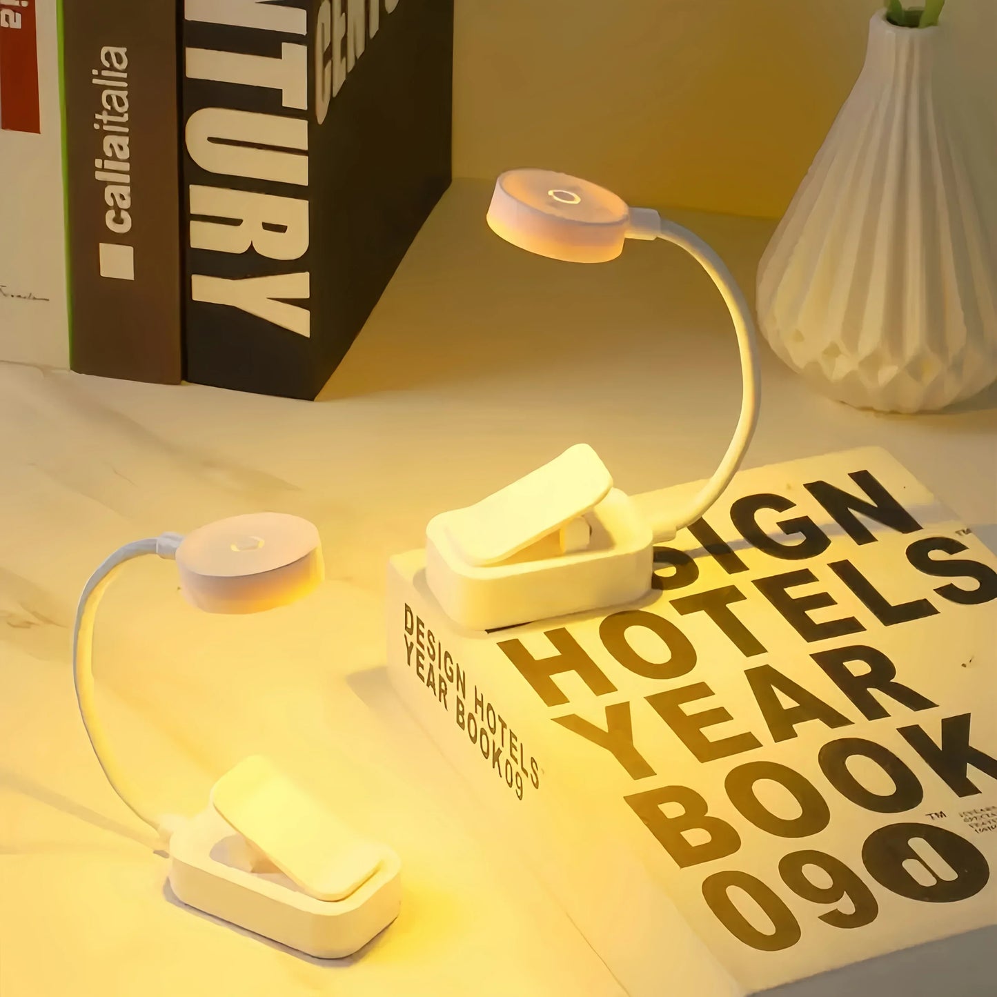 USB Rechargeable LED Desk Lamp,3 Modes Touch Dimming Eye-Caring Table Lamp w/Folding Clamp,Portable Night Light for Study Read - Urbizia