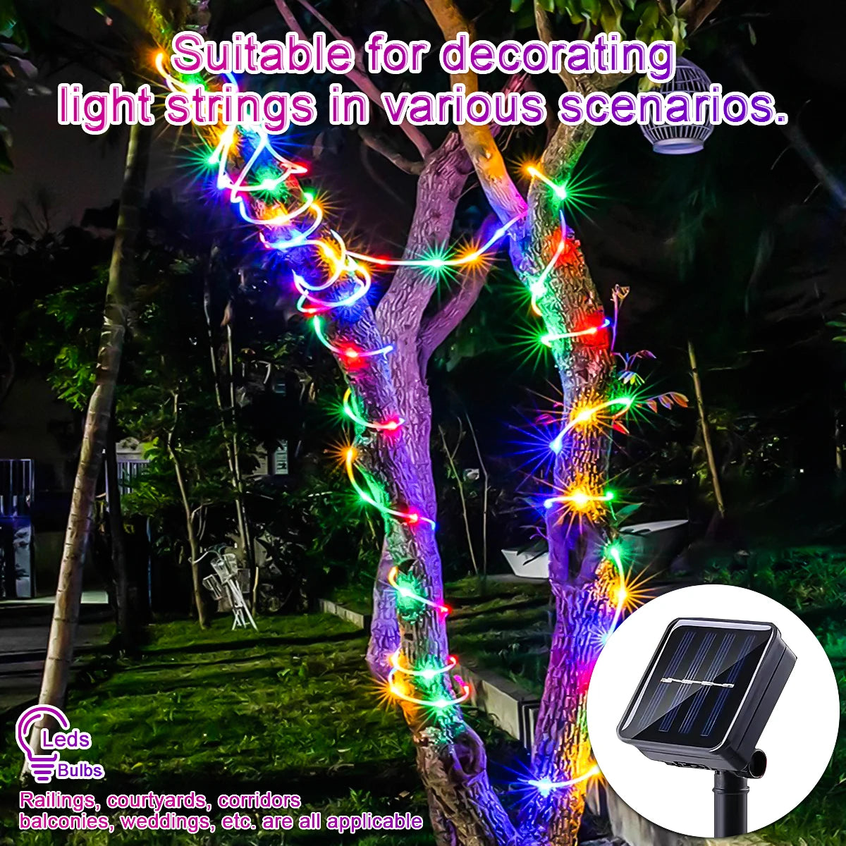 Solar 200 LED Rope Fairy Lights