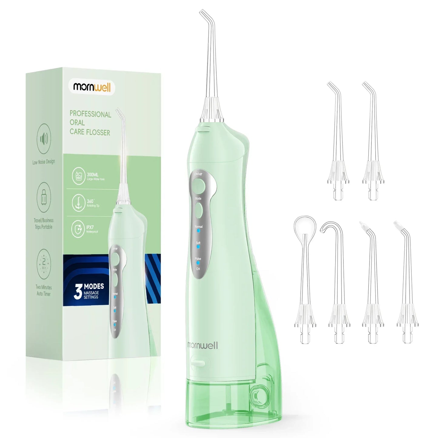 D52 Portable Cordless Water Flosser USB Rechargeable Water Jet Floss Tooth Pick 4 Jet Tip 300ml 3 Modes Teeth Clean for Travel - Urbizia