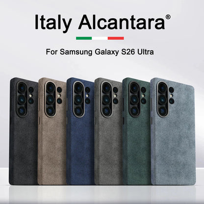 Italy Alcantara Case for Samsung Galaxy S26 Ultra Plus S26+ with Magsafe Luxury Leather Cover Magnetic Phone Back Cases