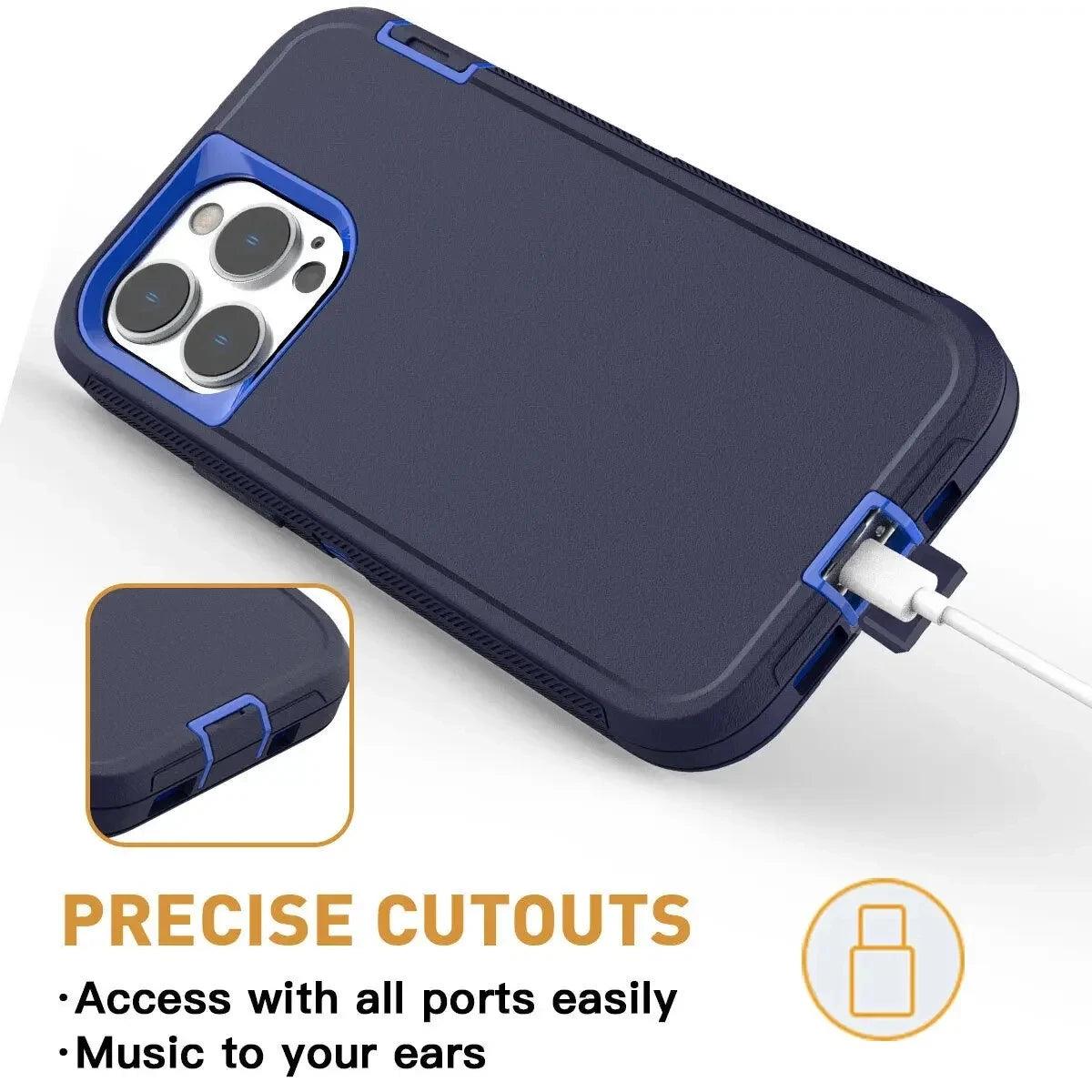 3-in-1 Heavy Duty Shockproof iPhone Case – iPhone 6 to 16 Pro Max