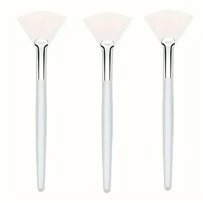 3/6/12pcs Practical Facial Brushes Fan Shape Brush Flat Head Face Mask Applicator Soft Portable Mask Brushes Cosmetic Tools - Urbizia