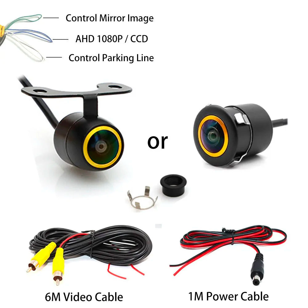 AHD 1080P Fisheye CCD Waterproof Wide View Angle Rear/Front View Back up Camera for HD Night Vision for Car Parking Assist