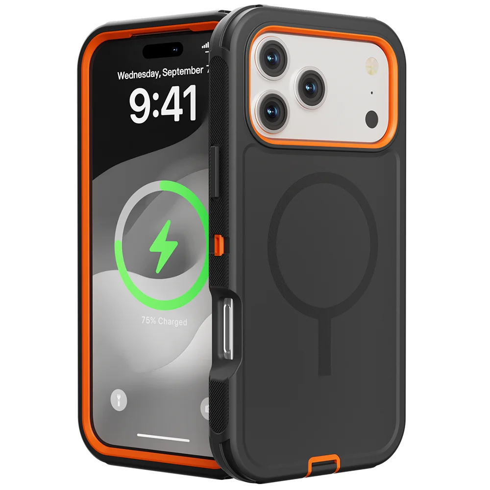 Rugged Armor OTT Defender Box Magnetic Phone Case For IPhone17 Pro Max Air 16 15 14 13 12 For Magsafe Shockproof Protect Cover