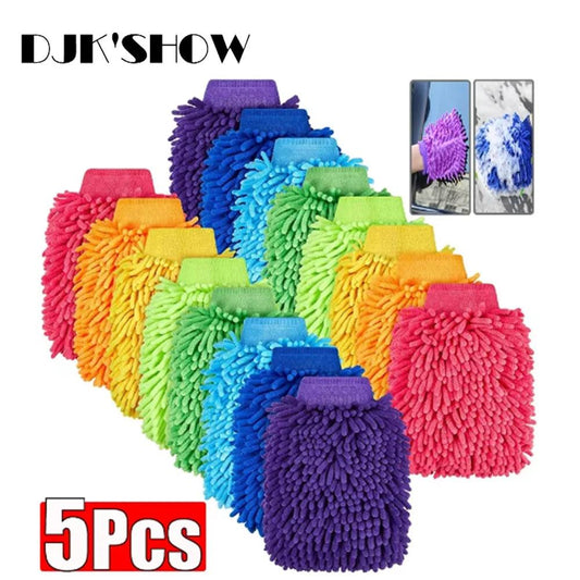 1/3/5pcs, Middle size! Microfiber Car Wash Gloves,Auto Single-Side Ultra Absorbent Car Sponge Scratch Microfiber Cleaning Tool