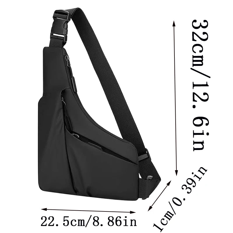 Men's Portable Chest Bag Outdoor Sports Crossbody Bag Lightweight Asymmetrical Thin Waist Pack Suitable for Travel Hiking Daily