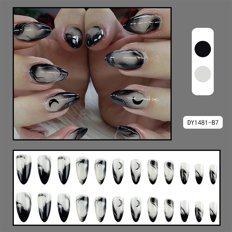 Black Cool Fake Nails – Halloween Bat Press on Nails
