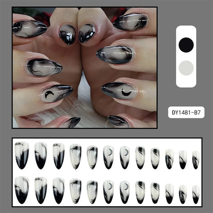 Black Cool Fake Nails – Halloween Bat Press on Nails