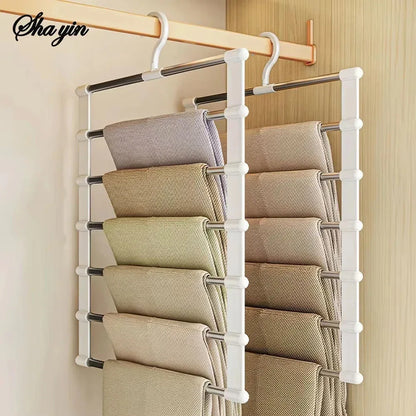 Foldable Multi-Layer Pants Hanger with Non-Slip Clips