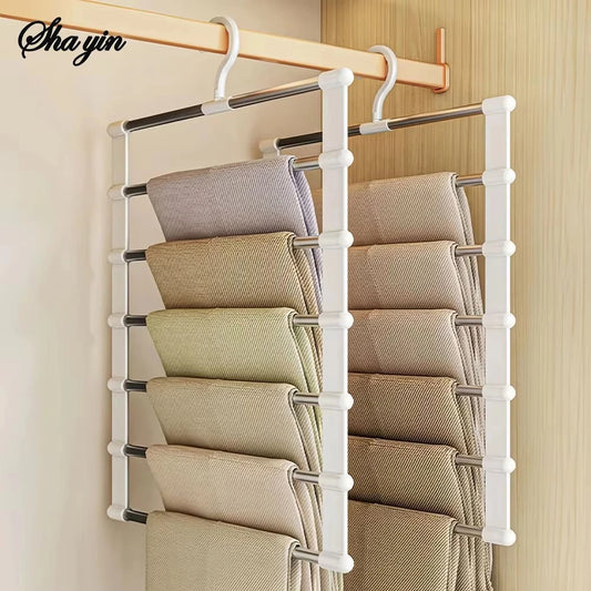 Foldable Multi-Layer Pants Hanger with Non-Slip Clips