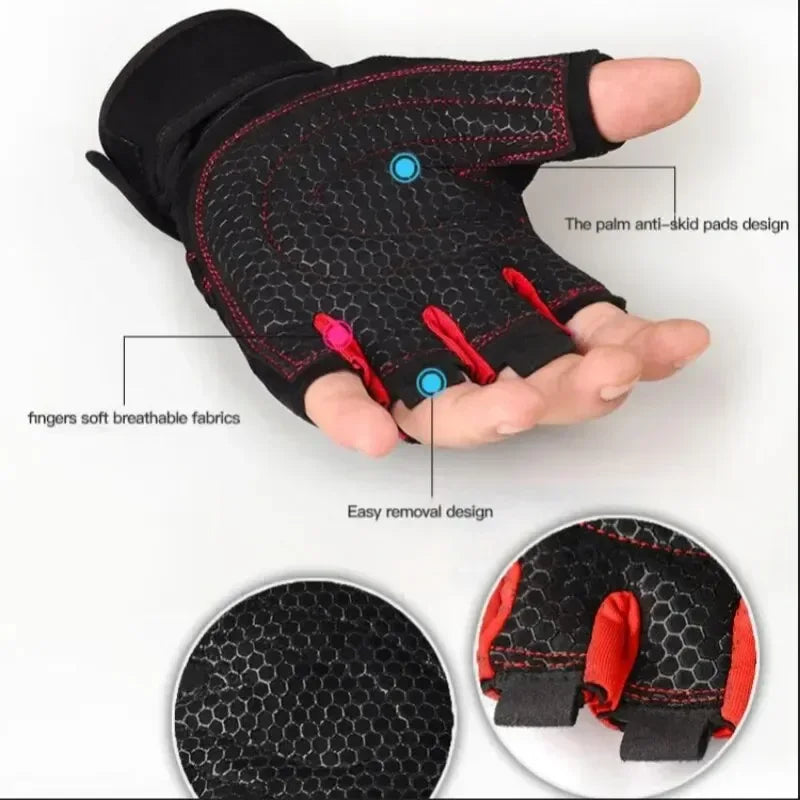 Fitness Half Finger Gloves Men And Women Wrist Guard Sports Dumbbell Riding Non Slip Horizontal Bar Exercise Training - Urbizia