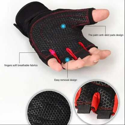 Fitness Half Finger Gloves Men And Women Wrist Guard Sports Dumbbell Riding Non Slip Horizontal Bar Exercise Training - Urbizia