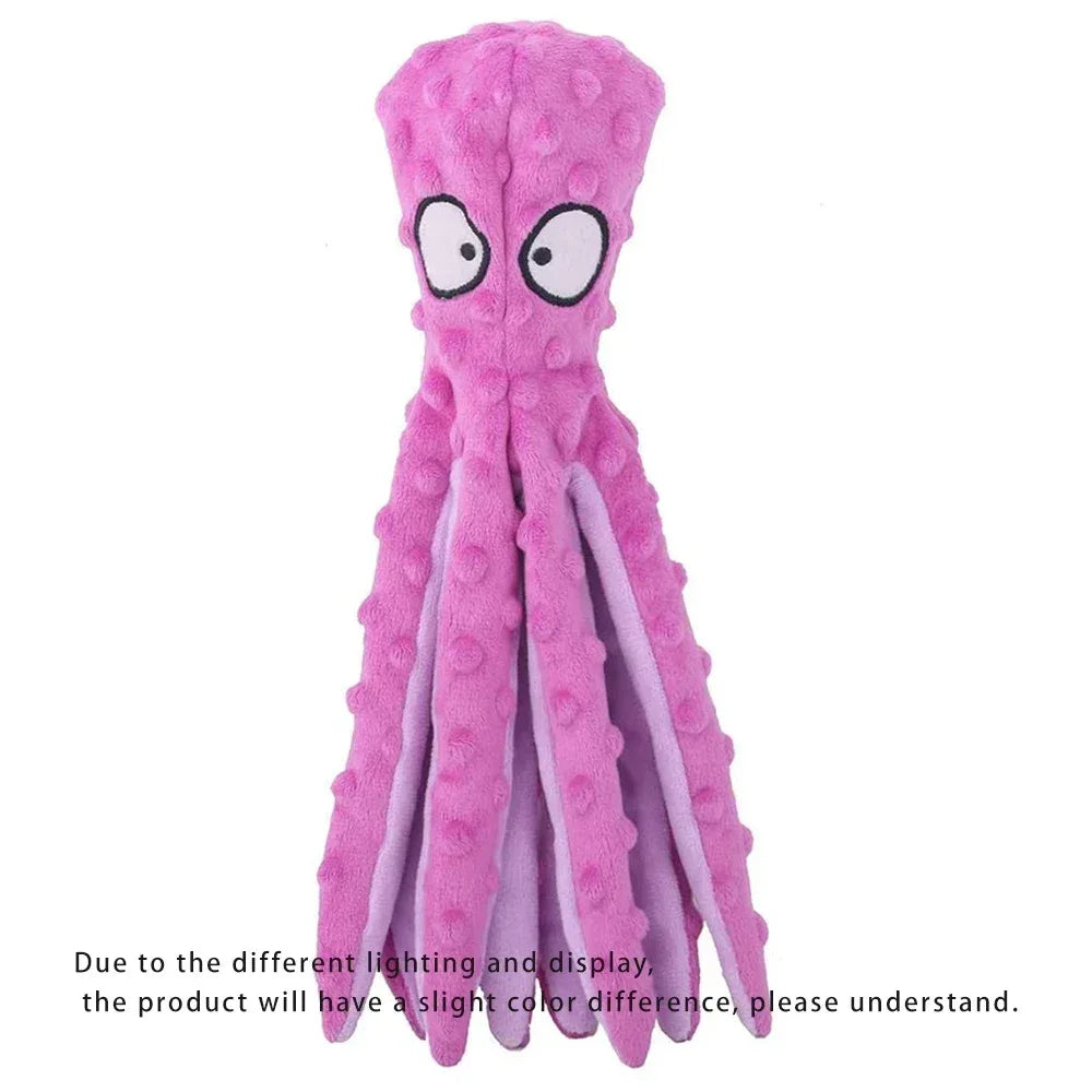 Dog Squeaky Toys Octopus - No Stuffing Crinkle Plush Dog Toys for Puppy Teething, Durable Interactive Dog Chew Toys for Small, M - Urbizia