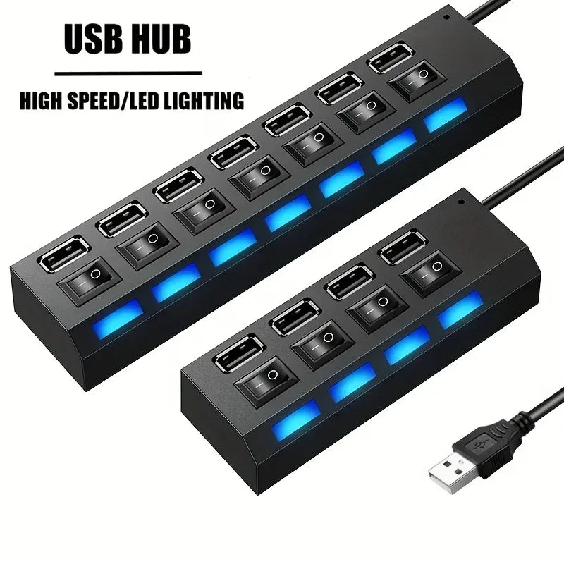 7-Port USB 2.0 Hub with Individual Power Switch & LED