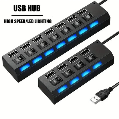 7-Port USB 2.0 Hub with Individual Power Switch & LED