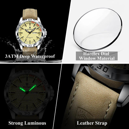 POEDAGAR Original Business Man Wristwatch Waterproof Luminous Date Week Casual Watch For Men Quartz Leather Luxury Fashion Men's Watches Reloj