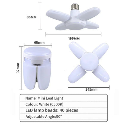 E27 Fan Shape Foldable 40LEDs Bulb AC220V/110V Deformation for Home Ceiling Lights Warehouse and Garage White Light 6500K Bulb - Urbizia
