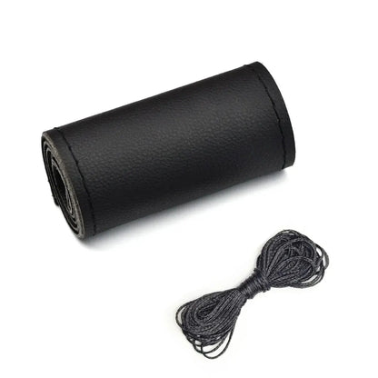 Universal Leather Car Steering Wheel Stitch On Wrap Cover Fit for 38cm 14" DIY Sewing Breathable and Anti Slip Black Grey Beige