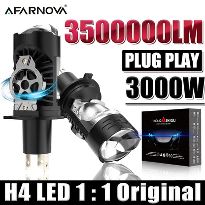 H4/9003/HB2 LED Headlight Bulb Projector Lens Canbus Super Bright LED 3000W 3500000LM 6000K Hi/Low Light Apply to Car&Motorcycle