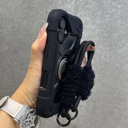 Luxury 3-in-1 Ring Stand Heavy Duty Protective Case For iPhone 17 16 15 14 13 Pro Max Shockproof and Drop-Resistant with Lanyard