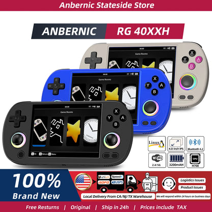 ANBERNIC RG40XX H Handheld Game Console 4'' Screen Linux System Joystick RGB Lighting Effect RG40XXH Video Player Trimui Console