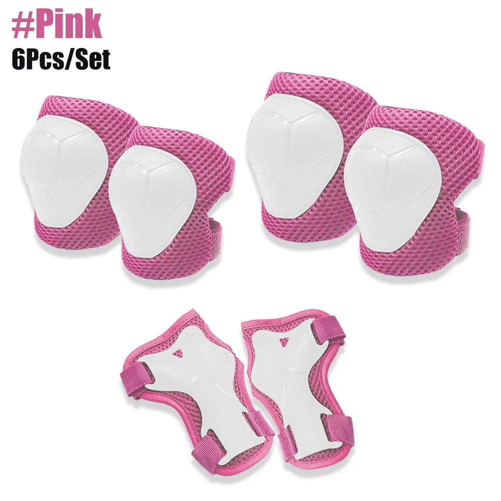 6pcs Kids Knee Pads and Elbow Pads Set,Knee Pads for Child Youth 3-15 Years W/ Adjustable Strap for Roller Skates Skateboard