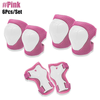 6pcs Kids Knee Pads and Elbow Pads Set,Knee Pads for Child Youth 3-15 Years W/ Adjustable Strap for Roller Skates Skateboard