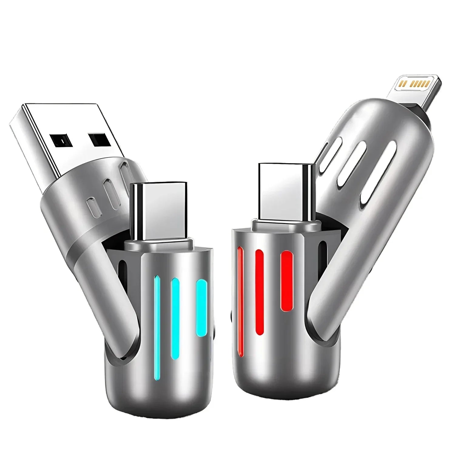 4 in 1 Functional 240W Super Fast Charge USB Type C Liquid Silicone Aluminum Alloy Data Cable For iPhone Huawei Samsung Xiaomi - Urbizia