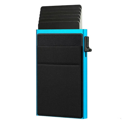 Rfid Anti Blocking Smart ID Bank Credit Card Holder Wallet Metal Thin Slim Men Women Pop Up Minimalist Metal Cardholder Case