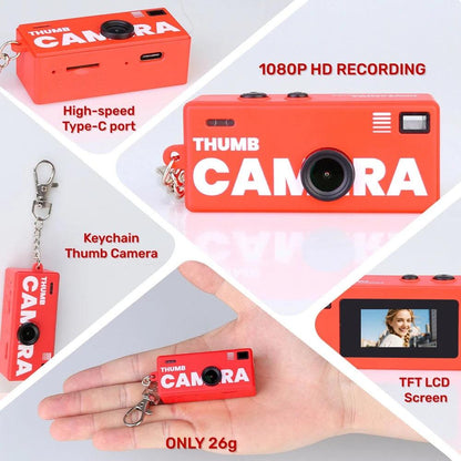 CHEGIT Thumb Keychain Camera 0.96inch Mini Action Camera Retro Support Memory Card 1080P Very Small Camcorder Video Recorder