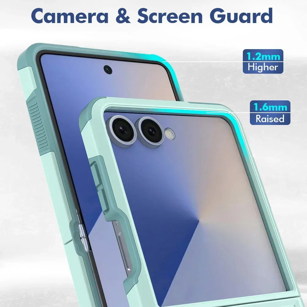 Luxury Military Shockproof Armour Phone Case for Samsung Galaxy Z Flip 7 6 5 zflip 4 5G Double Bumper Hybrid Protective Cover