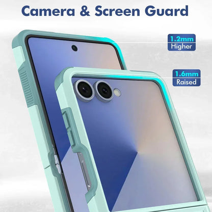 Luxury Military Shockproof Armour Phone Case for Samsung Galaxy Z Flip 7 6 5 zflip 4 5G Double Bumper Hybrid Protective Cover
