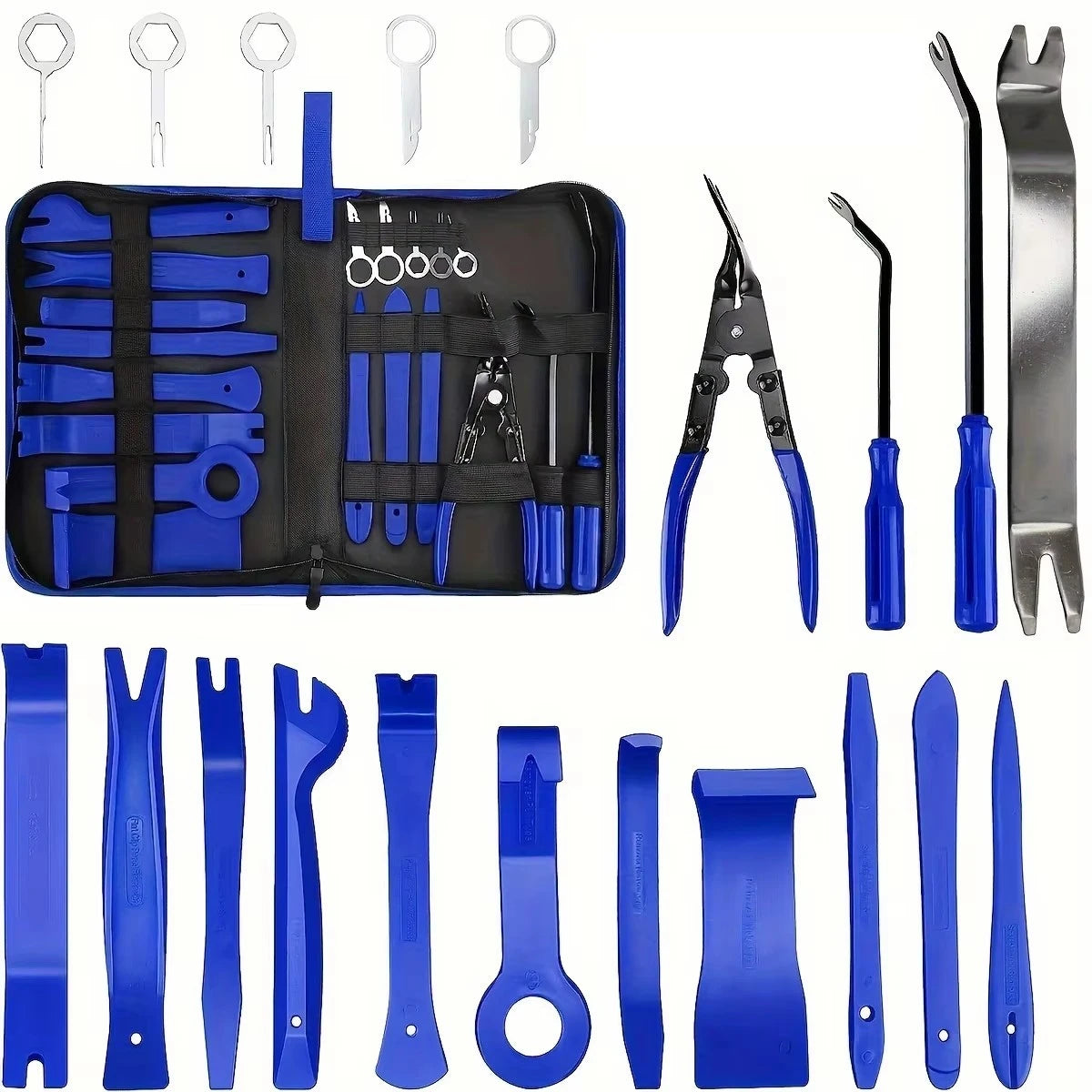 19Pcs Trim Removal Tool, Car Panel Dashboard Door Audio Trim Removal Tool Kit, Auto Clip Pliers Fastener Remover Set