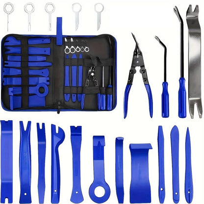 19Pcs Trim Removal Tool, Car Panel Dashboard Door Audio Trim Removal Tool Kit, Auto Clip Pliers Fastener Remover Set