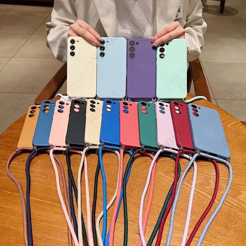 Liquid Silicone Crossbody Lanyard Phone Case for Samsung