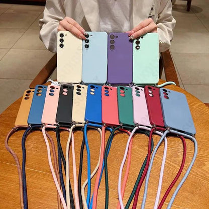 Liquid Silicone Crossbody Lanyard Phone Case for Samsung