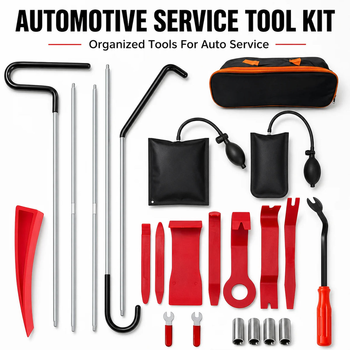 Car Door Tool Kit Inflatable Air Pump Auto Window Door Open Fixing Gripper Tools with Long Reach Kits & Carrying Bag