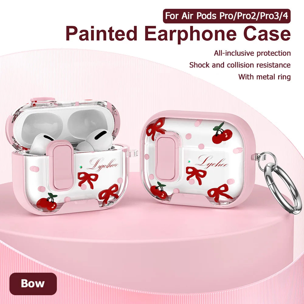Funda For AirPods Pro 2 3 4 Case With Phone Holder Headphone Cover For AirPods 4 Pro3 Cases Security Lock Earphone Coque Sleeve