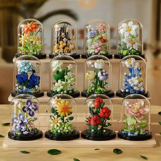 Micro particle building block bouquet handmade gift, children's puzzle toy handmade DIY sunflower desktop decoration ornament - Urbizia