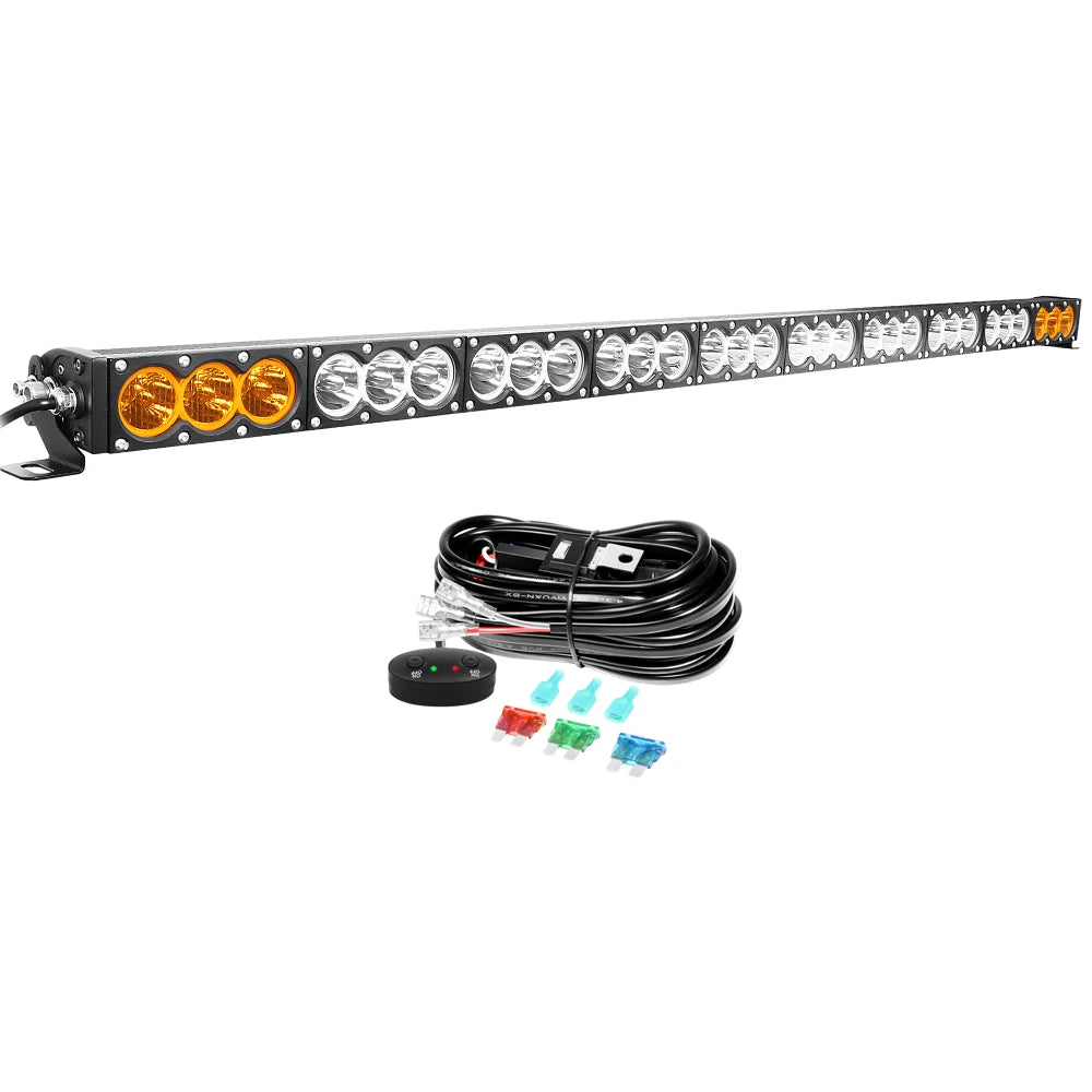 6-54 inch 30-300W LED Bar 4x4 with 12v Wire Harness Kit, LED Light Bar for Offroad Vehicles Trucks ATV, Amber White Fog Light