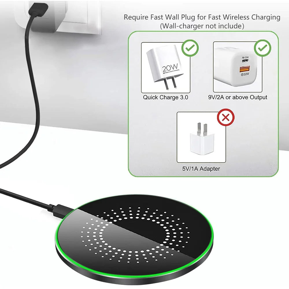 Wireless Fast Charging Dock Station, Induction Charger Pad,for iPhone 17,16, 15,14, Samsung, Xiaomi Phone Chargers,