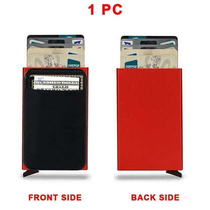 Rfid Anti Blocking Smart ID Bank Credit Card Holder Wallet Metal Thin Slim Men Women Pop Up Minimalist Metal Cardholder Case