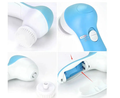 5-in-1 Electric Facial Cleansing Brush – Deep Clean & Blackhead Remover