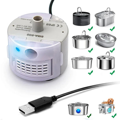 1pc Water Pump For Pet Fountain Stainless Steel Water Feeder Water Pump SMA-800 Ultra-Quiet USB（No Plug Only Water Pump ） - Urbizia