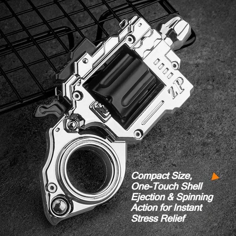 One Hand Spin Alloy Revolver Fidget Toy with 20 Bullets